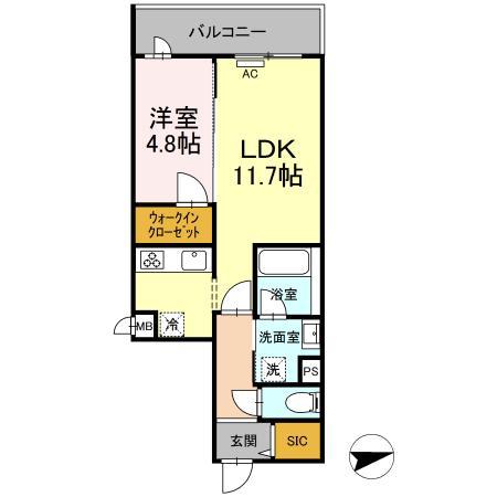 NOBLE MAISON(1LDK/1階)の間取り写真