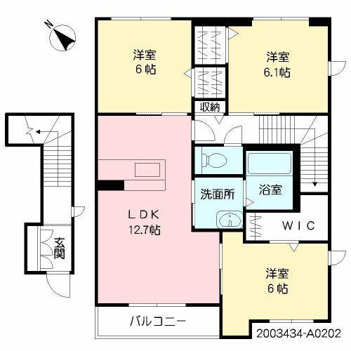 CASA LIBRO(3LDK/2階)の間取り写真