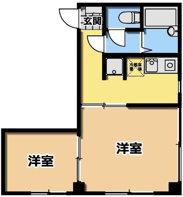 ライフピアモア千束(2K/2階)の間取り写真