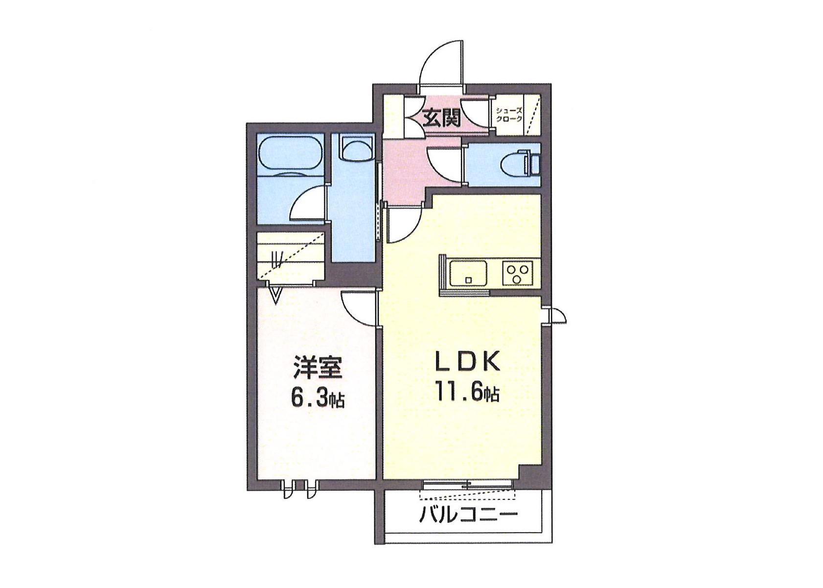 ROSSO 初台(1LDK/1階)の間取り写真
