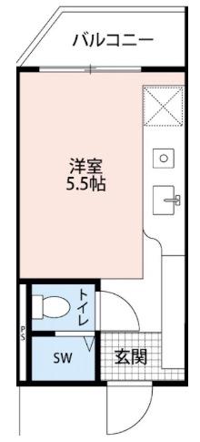 DECO(ワンルーム/2階)の間取り写真