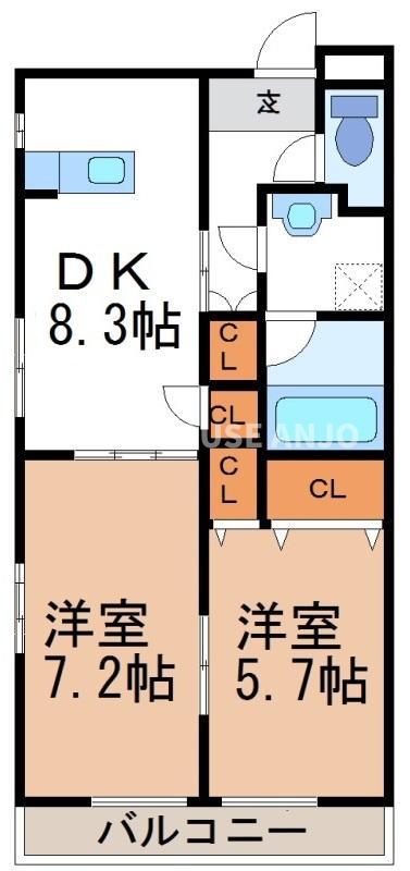 ブレイン安城(2DK/2階)の間取り写真