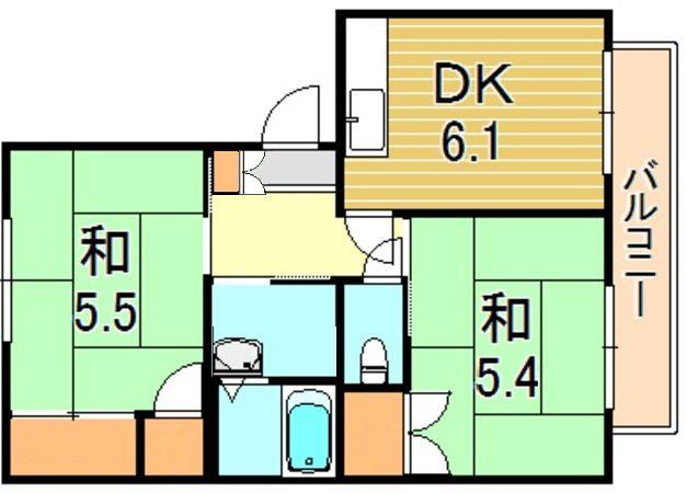 MSシーサイドプラザ(2DK/1階)の間取り写真