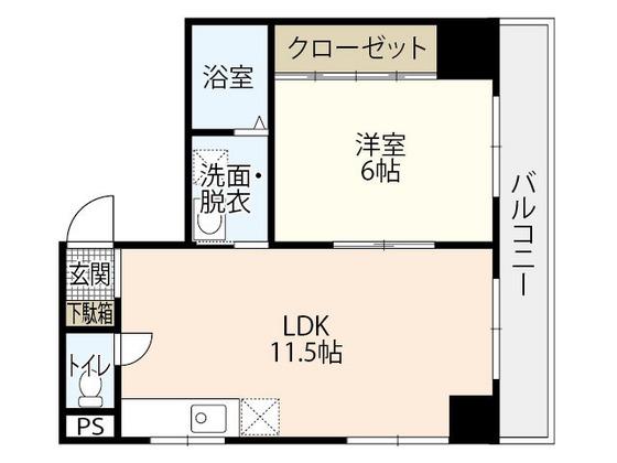 セブンセブンきむら(1LDK/7階)の間取り写真