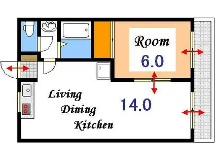 竜の口ハイツ(1LDK/1階)の間取り写真
