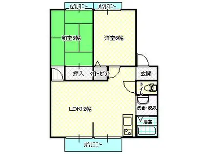 サンライフ浜201号(2LDK/2階)の間取り写真