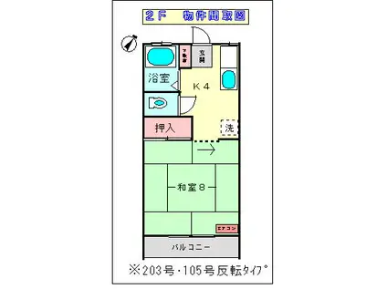 レジデンス今谷 B-201(1K/2階)の間取り写真