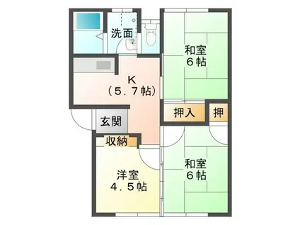 コーポオイカワ(3K/1階)の間取り写真