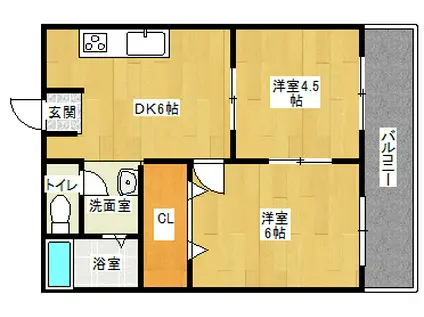 イル・ソーレ五月苑(2DK/3階)の間取り写真