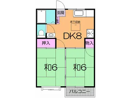 ファミール泉崎A(2DK/2階)の間取り写真