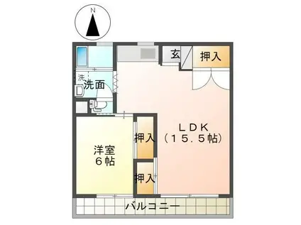 日進ビル(1LDK/5階)の間取り写真