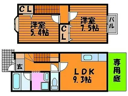 かやハウス3-01(2DK/1階)の間取り写真