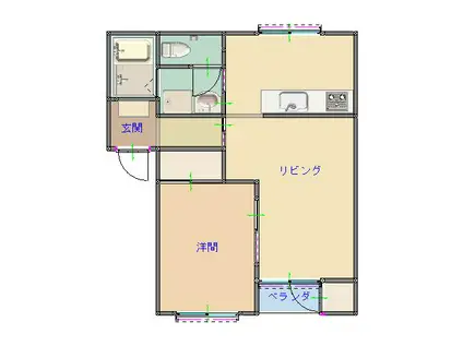 プチハウス柳原(1LDK/2階)の間取り写真