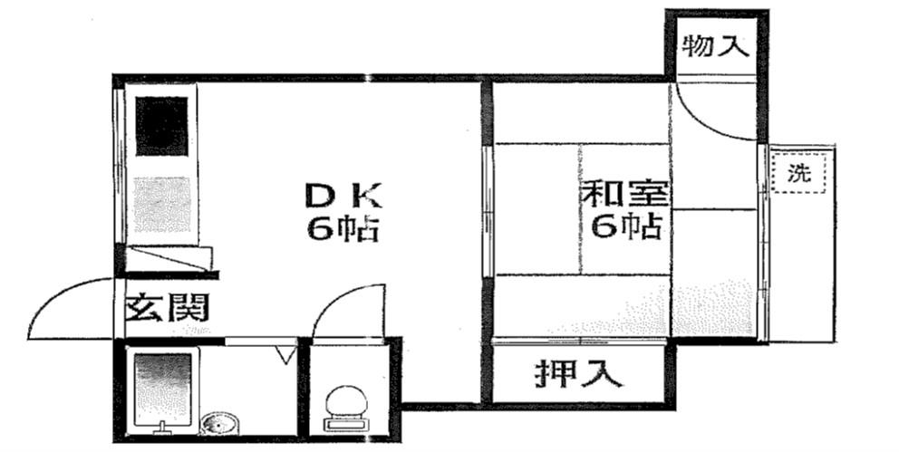 メゾン東陽(1DK/2階)の間取り写真