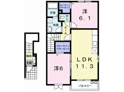 ノース カレントV(2LDK/2階)の間取り写真