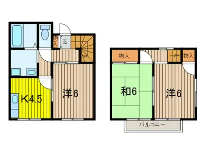 ビューテラスA棟(3DK/1階)の間取り写真
