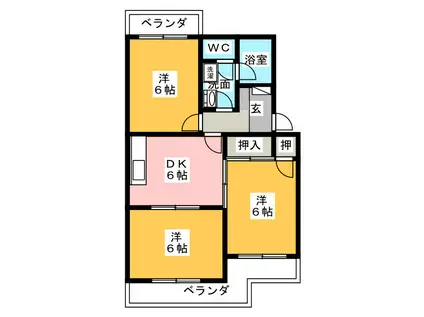 アーバンシティ(3DK/1階)の間取り写真