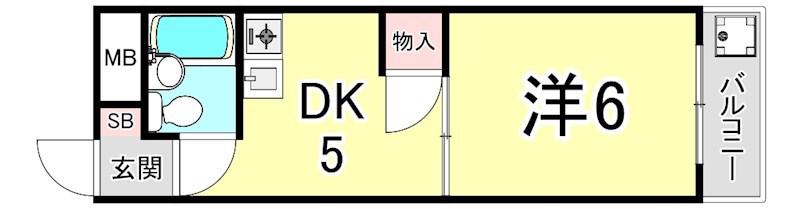 三甲イエム(1DK/4階)の間取り写真
