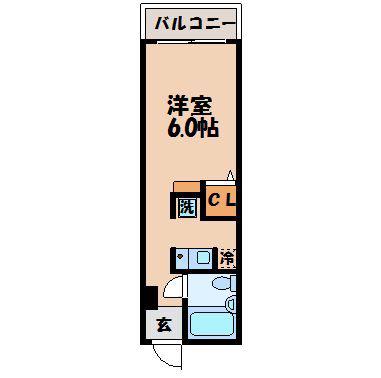 西部ハイツ平和公園(1K/4階)の間取り写真