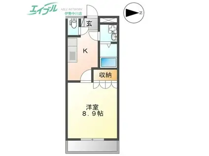 エレガントI(1K/1階)の間取り写真