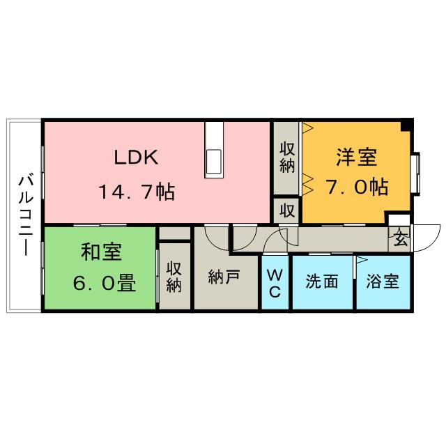 モントーレ久留米セントラルパーク(2SLDK/4階)の間取り写真