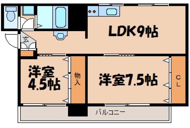 マサカネ栄町ビル(2LDK/2階)の間取り写真