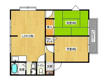 サンライフ蓮池I(2LDK/2階)の間取り写真