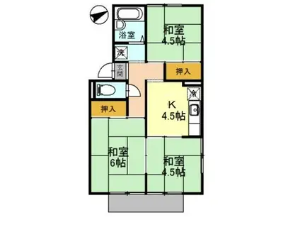 ピュアハイム1(3DK/2階)の間取り写真