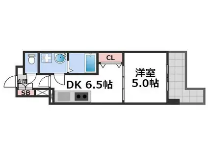 BRAVI南堀江(1DK/3階)の間取り写真