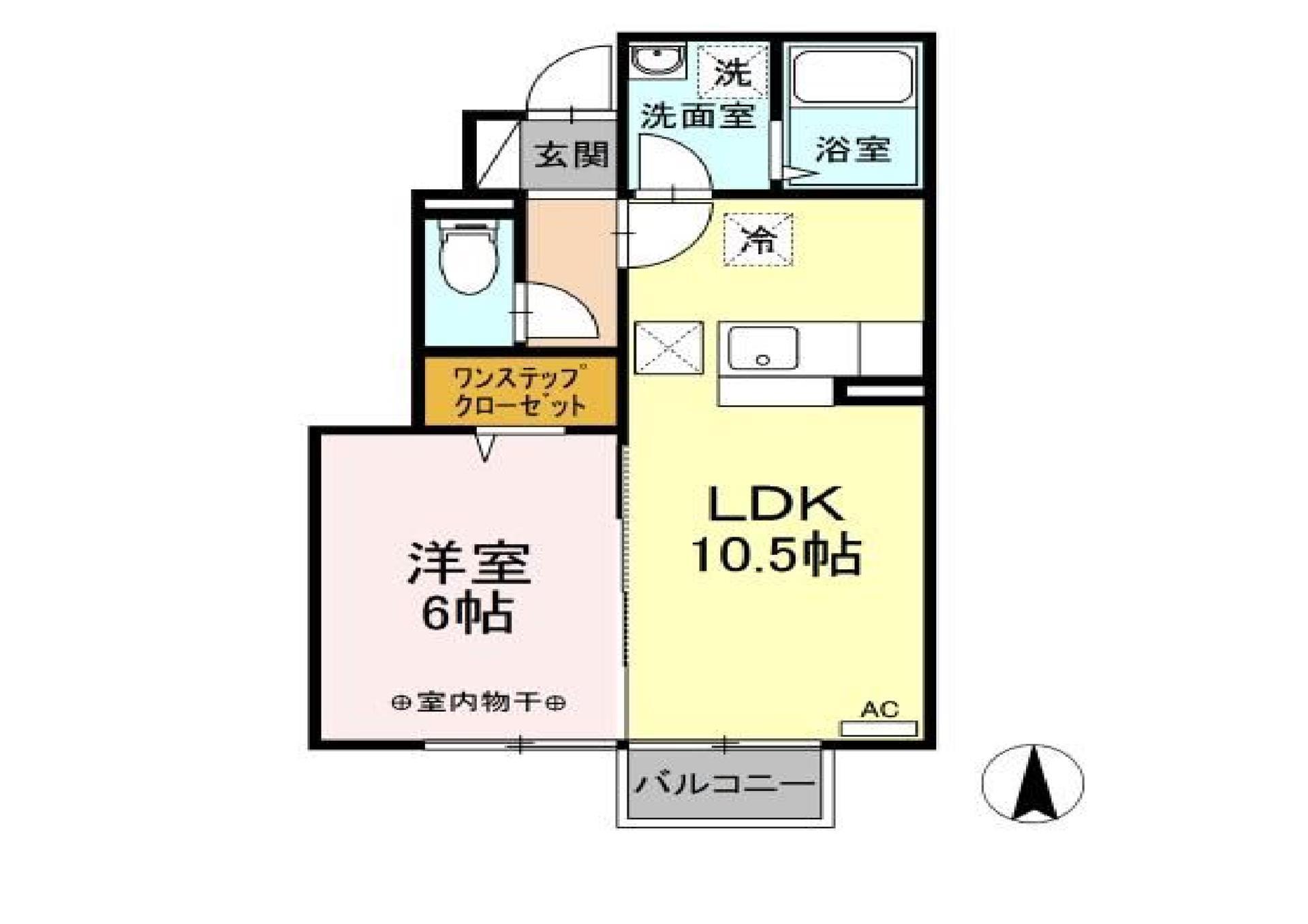 ユニティータウンC(1LDK/1階)の間取り写真