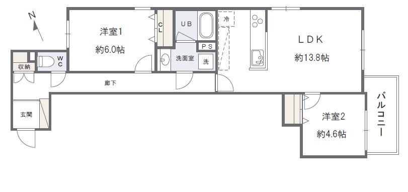 グルーブ明石大蔵(2LDK/3階)の間取り写真