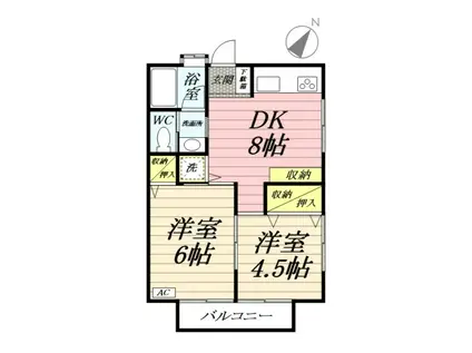 片瀬コーポ(1LDK/2階)の間取り写真