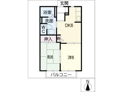 パティオ(2DK/1階)の間取り写真