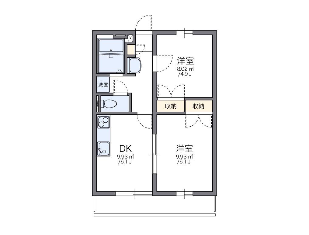 レオパレスKAWAGUCHI1(2DK/2階)の間取り写真