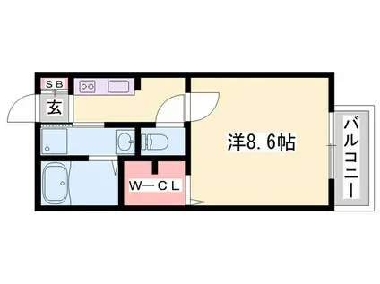 マメゾンI(1K/1階)の間取り写真