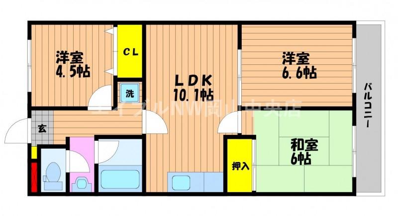 ヌーベル犬飼A(3LDK/3階)の間取り写真