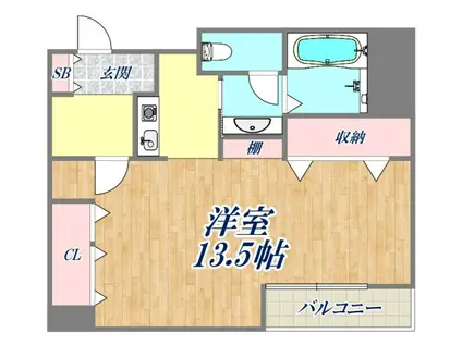 ルーア芦屋(ワンルーム/1階)の間取り写真