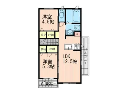 京王線 千歳烏山駅 徒歩26分 2階建 築17年(2LDK/2階)の間取り写真