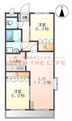 ローズマリーI(2LDK/2階)の間取り写真