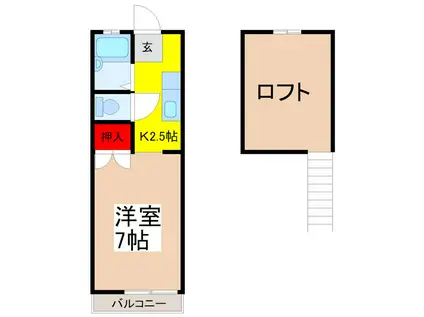 キャリーハイツI(1K/1階)の間取り写真