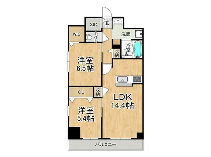 グランリベレ明石(2LDK/11階)の間取り写真