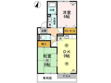 シャルマンドミール(2DK/1階)の間取り写真