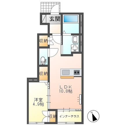 ラ グリシーヌA棟(1LDK/1階)の間取り写真