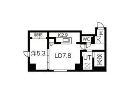 F012琴似(1LDK/2階)の間取り写真