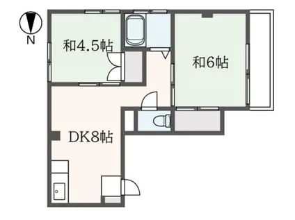 第13通南ビル(2DK/4階)の間取り写真