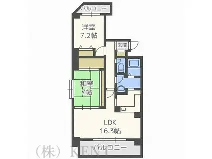 ブライトン円山(2LDK/5階)の間取り写真