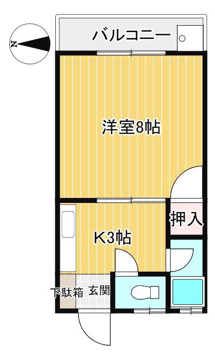 コーポモニカ(1K/2階)の間取り写真