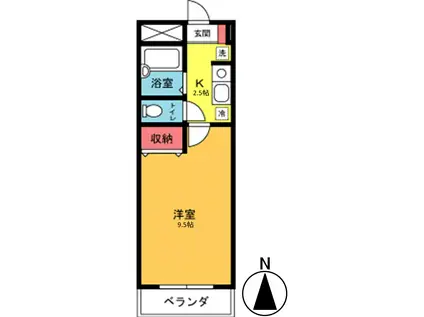 エスポワール松浪(1K/2階)の間取り写真