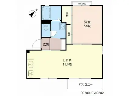 アネックス清風 A棟(1LDK/2階)の間取り写真