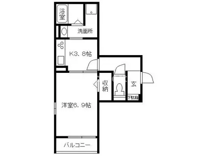 RIPOSO東加古川(1K/2階)の間取り写真